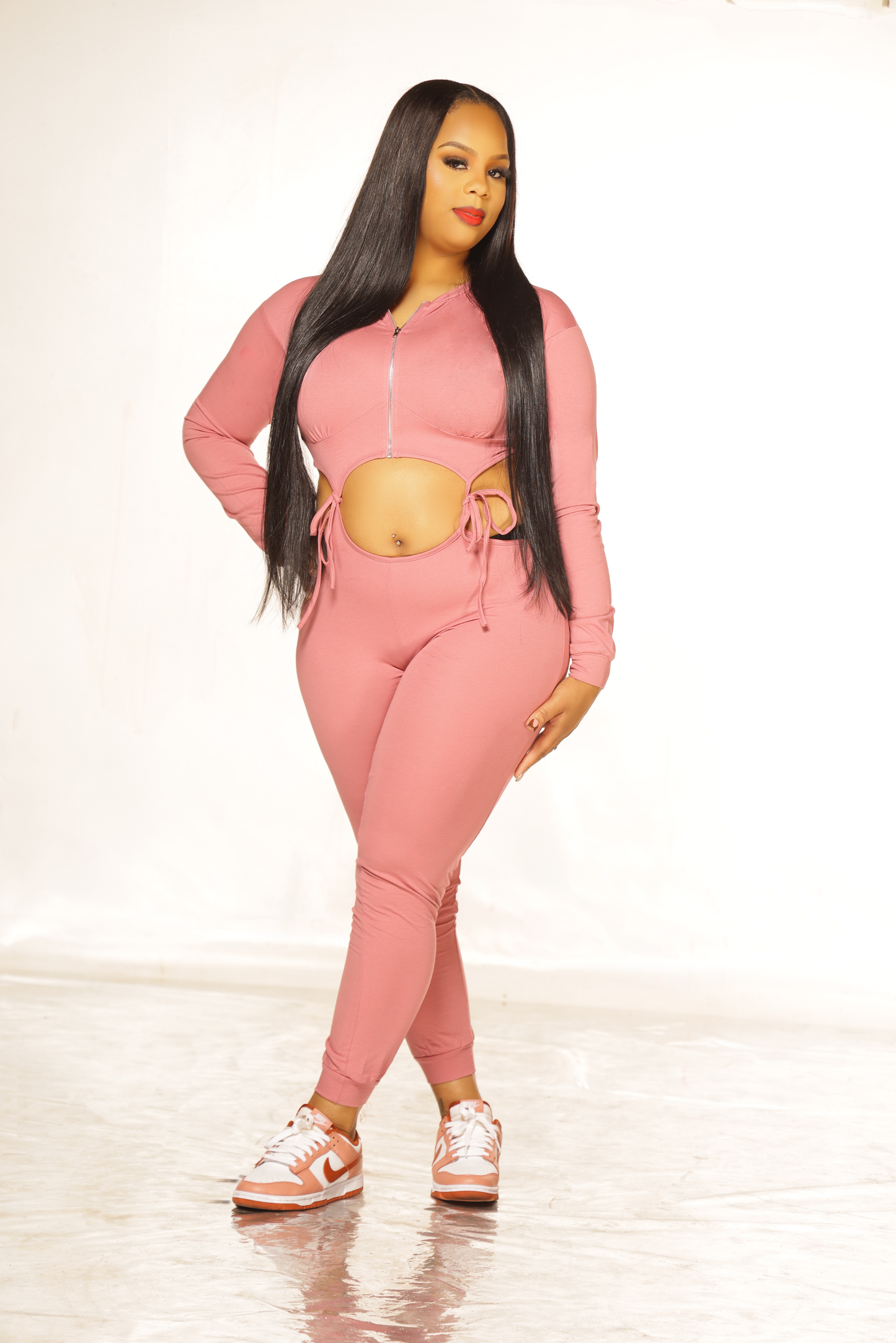 Rosé Snatch and Tye Two-Piece Set