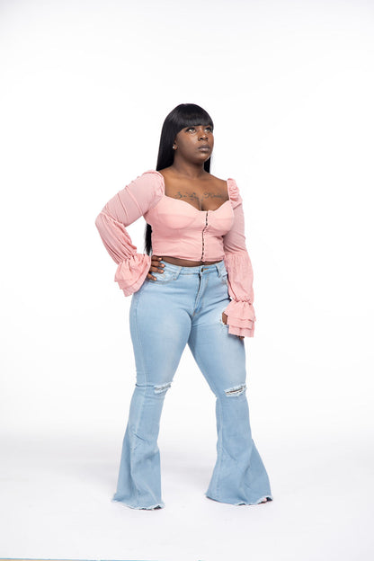 Flirty Pink Ruffle Crop Top