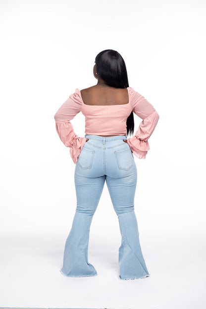 Flirty Pink Ruffle Crop Top